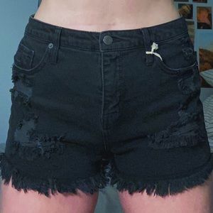 Black Mossimo Ripped Jean Shorts